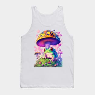 Colorful toad on mushroom field lots of pretty fantasy colors Tank Top